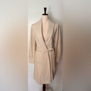 Splendid Collection Cream Belted Cardigan with Ribbed Sleeves Coat